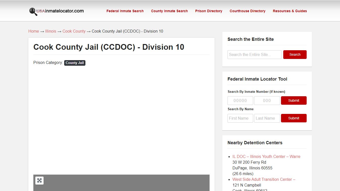 Cook County Jail (CCDOC) – Division 10 | USA Inmate Locator